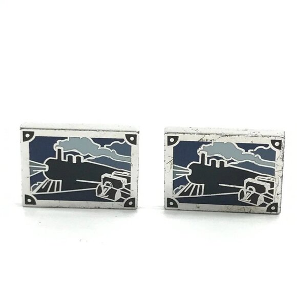LOUIS VUITTON train pattern Bouton de Manchette Cufflinks Accessories cuffs - Picture 1 of 15